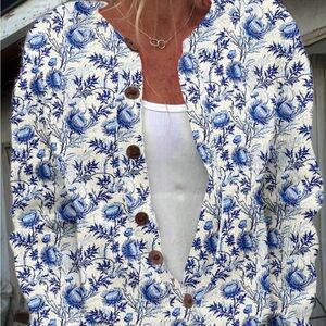 floral lightweight cardigan sweater size medium